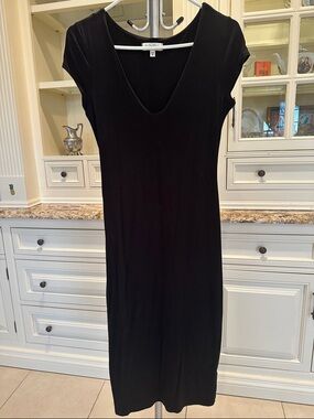 See You Monday Black V-Neck Midi Dress